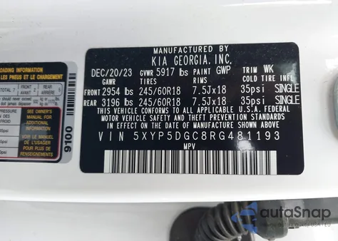 2024 Kia Telluride Sx Prestige X-Pro z USA, uszkodzony, nr VIN 5XYP5DGC8RG481193